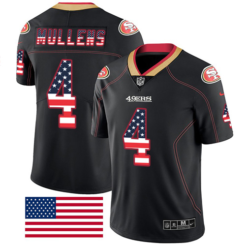 San Francisco 49ers Limited Black Men Nick Mullens NFL Jersey #4 Rush USA Flag->san francisco 49ers->NFL Jersey